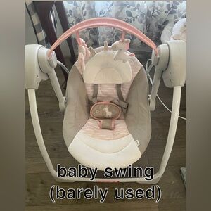 Pink and White Baby Swing